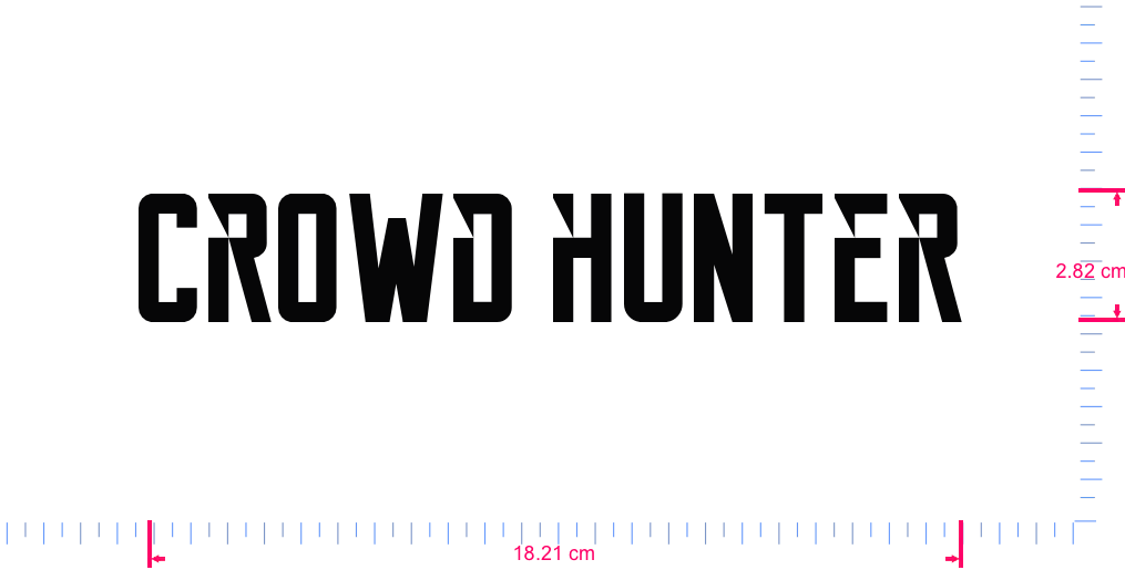 Text Crowd hunter Vinyl custom lettering decall/2.82 x 18.21 cm/ Black /
