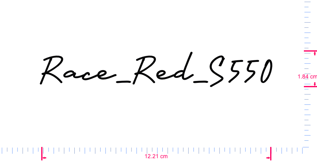 Text Race_Red_S550 Vinyl custom lettering decall/1.84 x 12.21 cm/ Black /