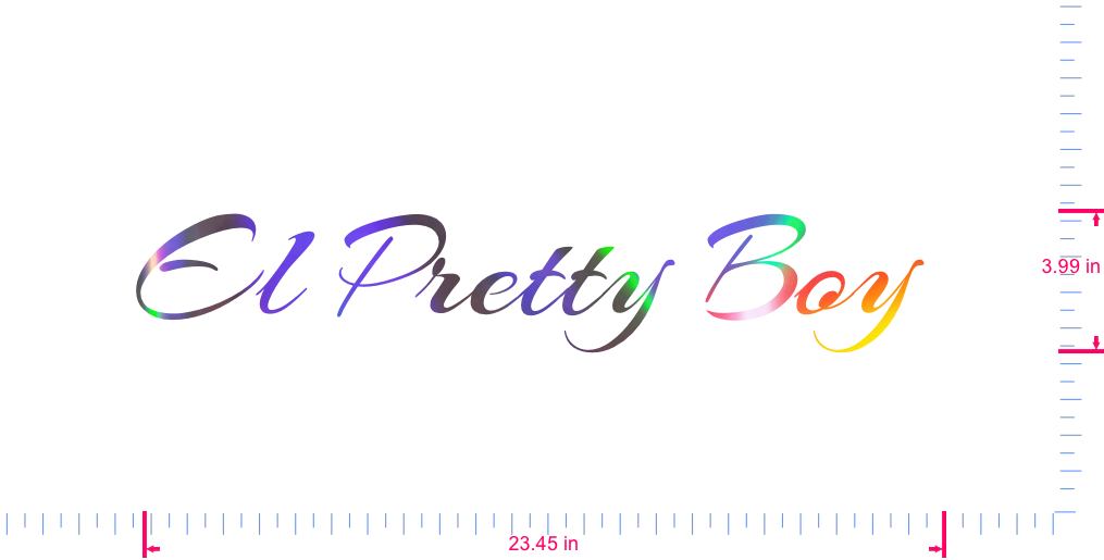 Text El Pretty Boy  Vinyl custom lettering decall/3.99 x 23.45 in/ OilSlick Chrome /