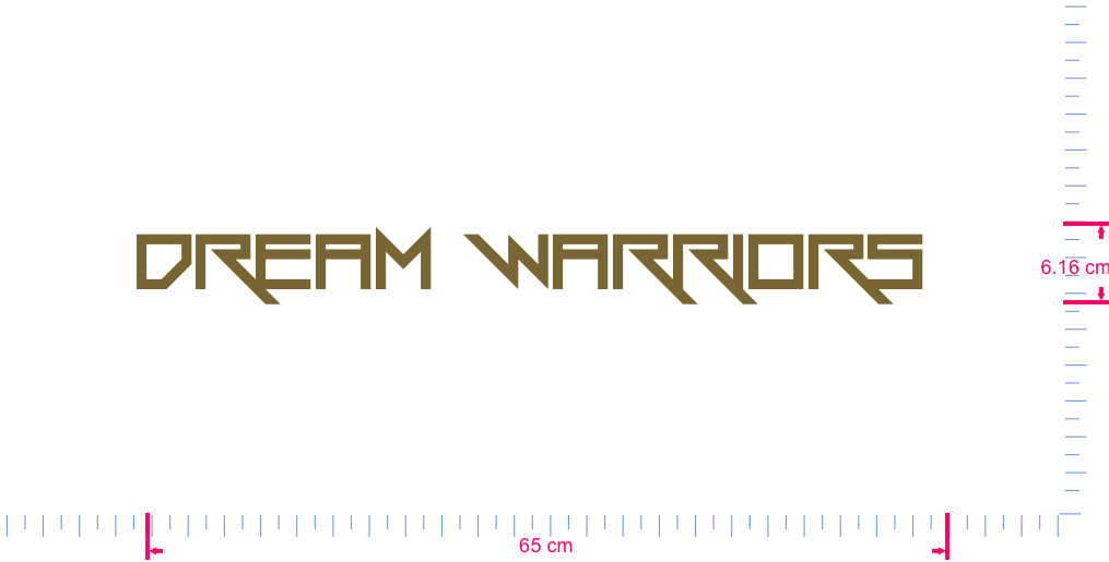 Text DREAM WARRIORS  Vinyl custom lettering decall/6.16 x 65 cm/ Gold /