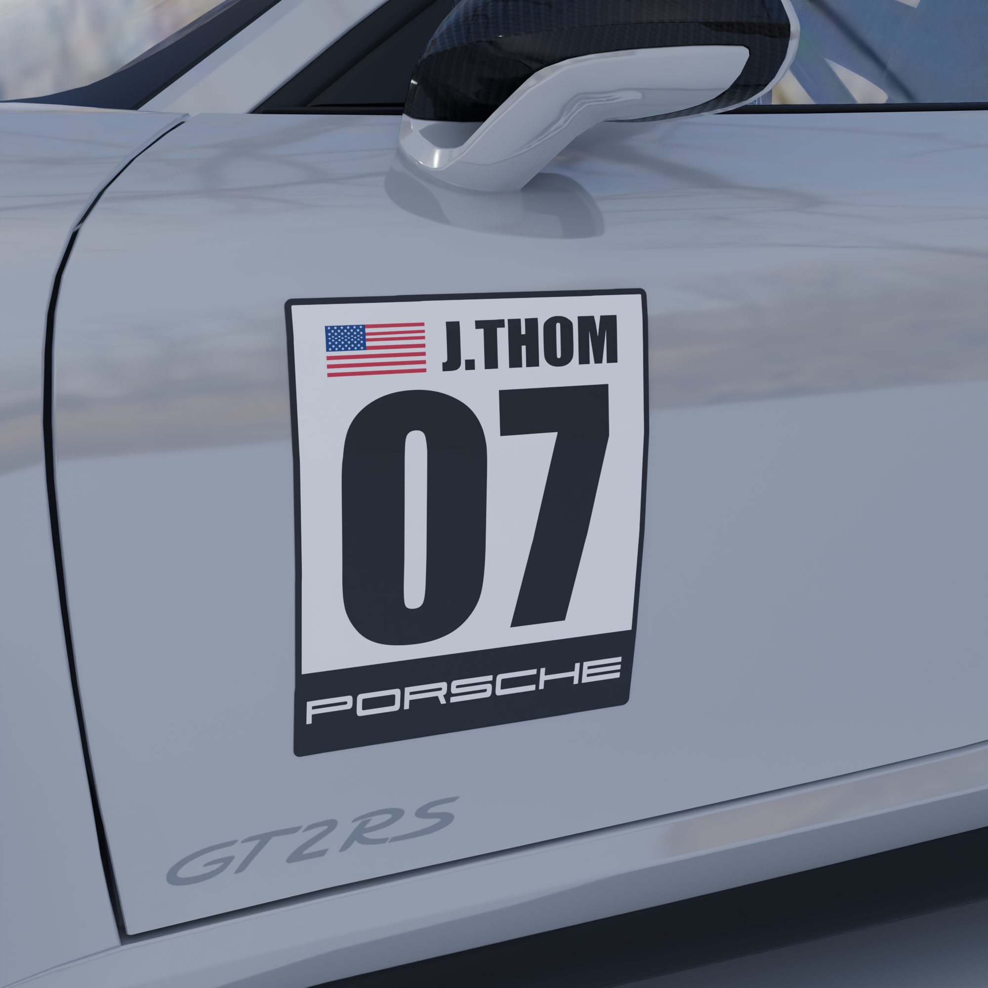 Custom Track Racing Number Set with Flag Name | Vinyl or Magnet