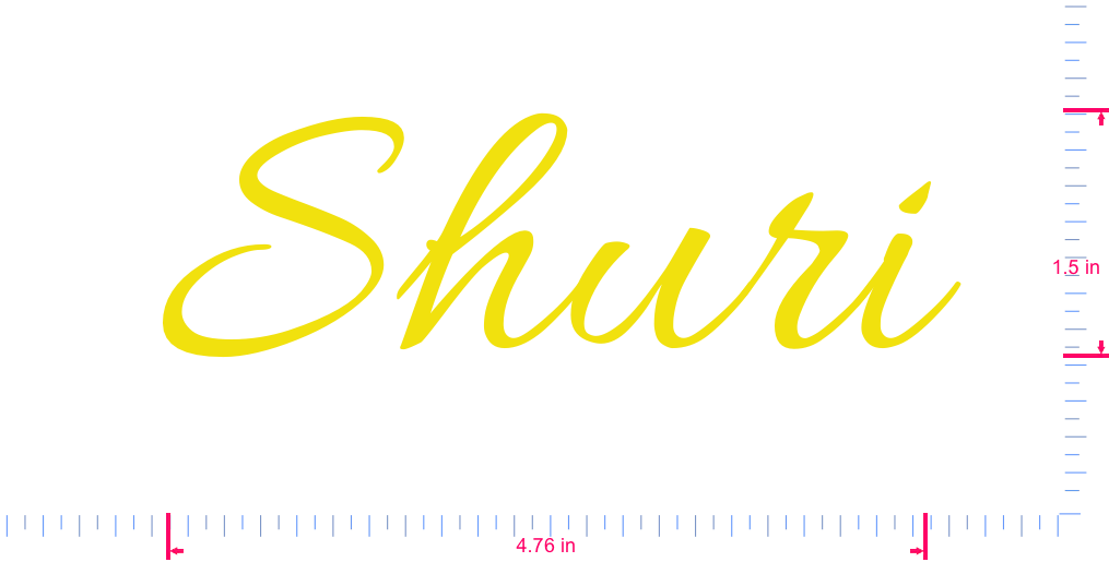 Text Shuri Vinyl custom lettering decall/1.5 x 4.76 in/ Yellow /