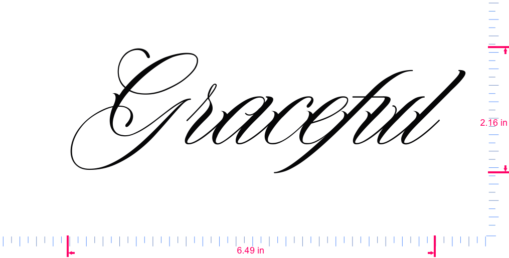 Text Graceful Vinyl custom lettering decall/2.16 x 6.49 in/ Black /