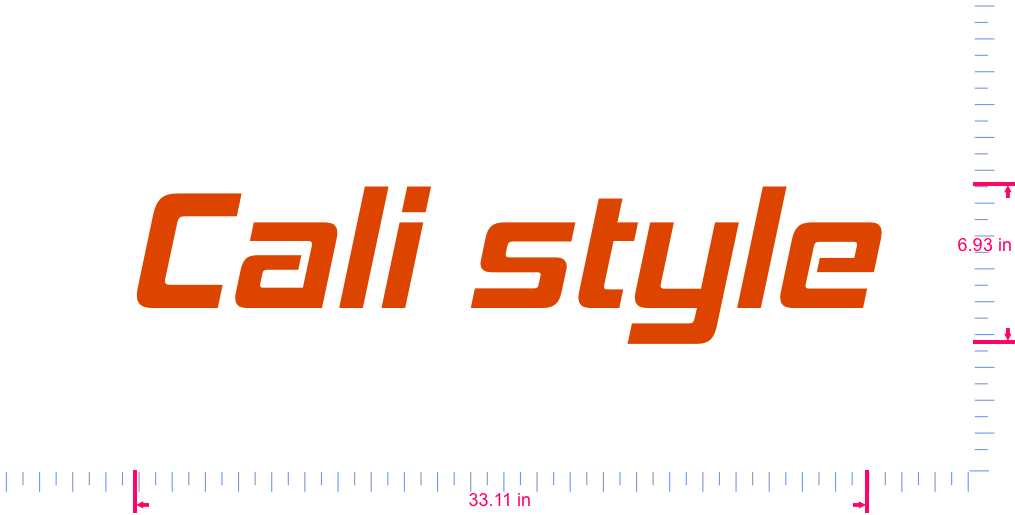 Text Cali style Vinyl custom lettering decall/6.93 x 33.11 in/ Orange /