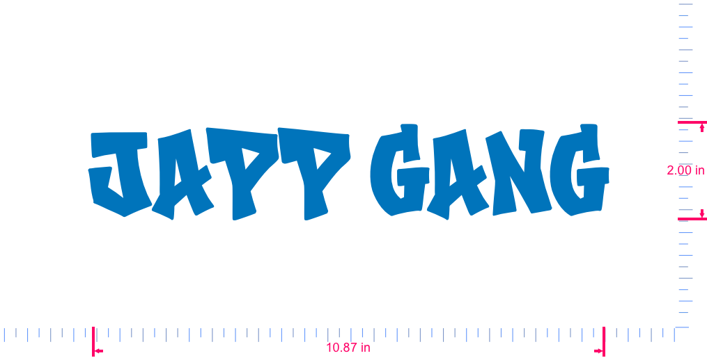 Text JAPP GANG Vinyl custom lettering decall/2.00 x 10.87 in/ Sky Blue /