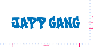 Text JAPP GANG Vinyl custom lettering decall/2.00 x 10.87 in/ Sky Blue /