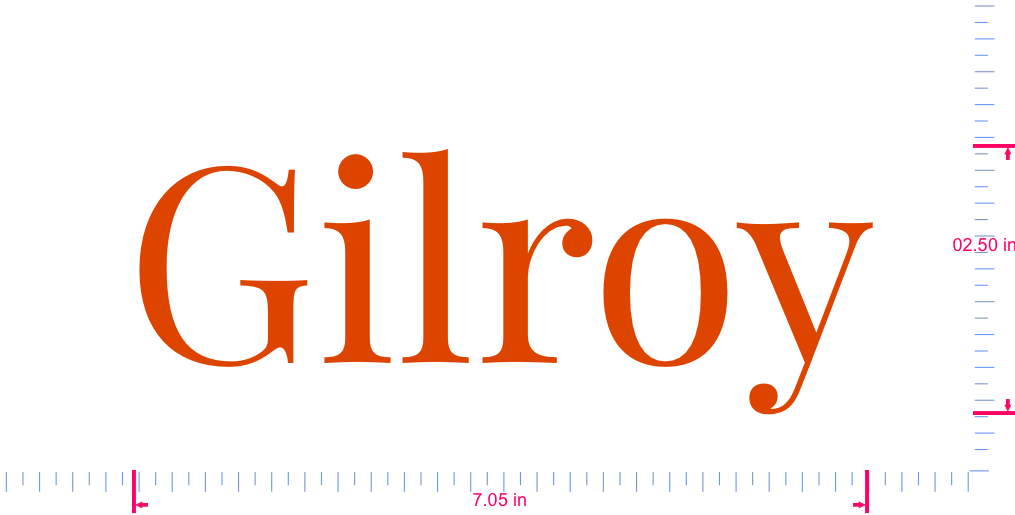 Text Gilroy Vinyl custom lettering decall/02.50 x 7.05 in/ Orange /