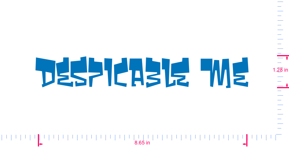 Text Despicable Me Vinyl custom lettering decall/1.28 x 8.65 in/ Sky Blue /
