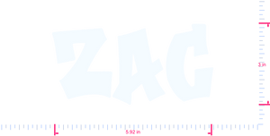 Text Zac Vinyl custom lettering decall/3 x 5.92 in/ White /