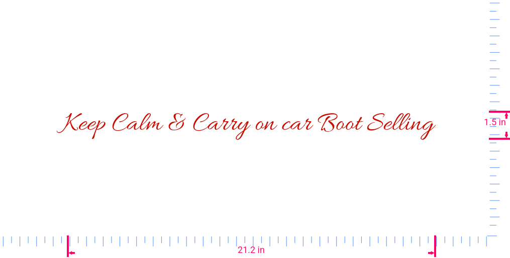 Text Keep Calm & Carry on car Boot Selling  Vinyl custom lettering decall/1.5 x 21.2 in/ Red /