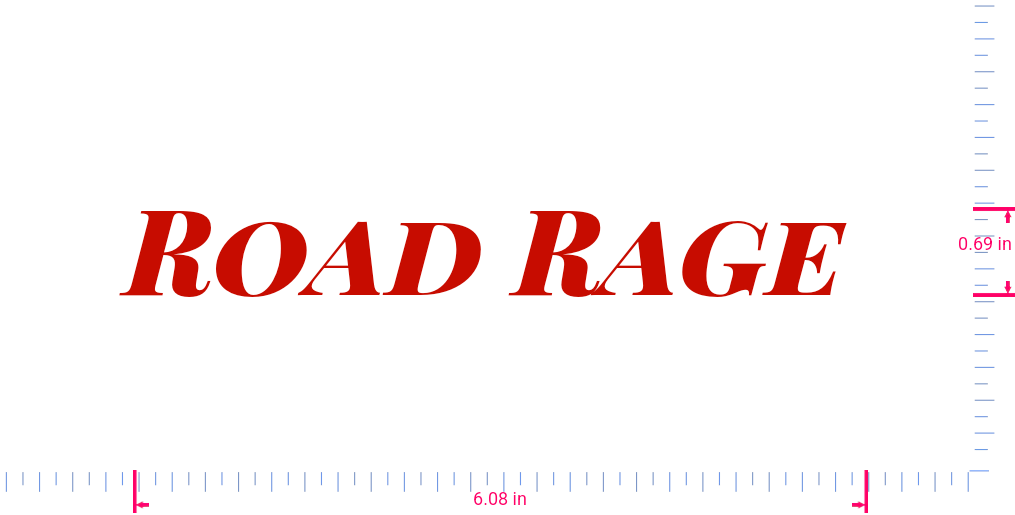 Text Road Rage  Vinyl custom lettering decall/0.69 x 6.08 in/ Red /