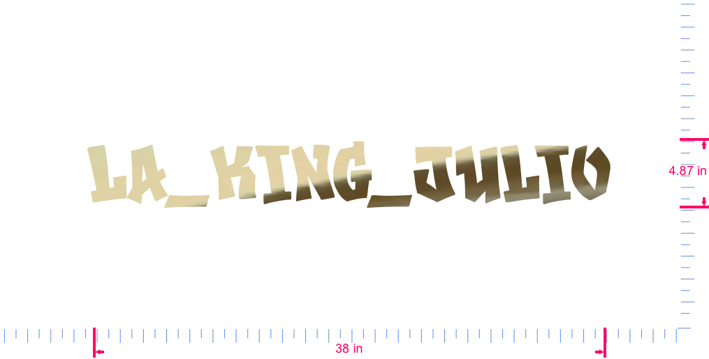 Text La_king_julio Vinyl custom lettering decall/4.87 x 38 in/ Gold Chrome /