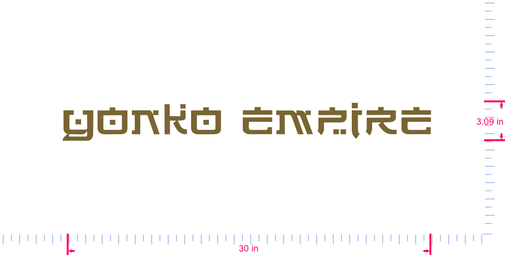 Text YONKO EMPIRE Vinyl custom lettering decall/3.09 x 30 in/ Gold /
