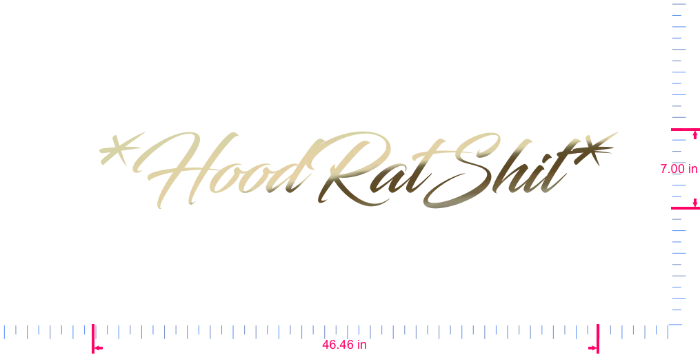 Text *HoodRatShit* Vinyl custom lettering decall/7.00 x 46.46 in/ Gold Chrome /