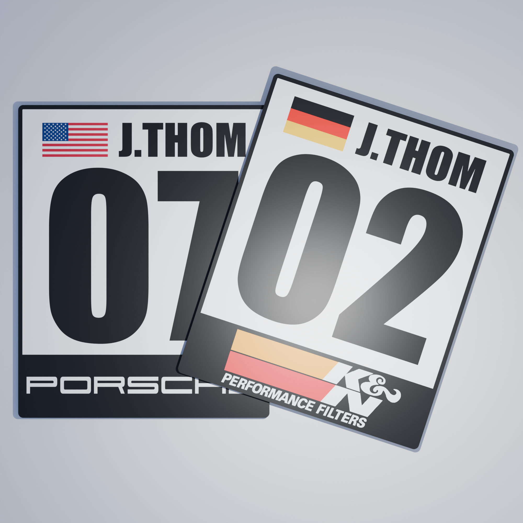 Custom Track Racing Number Set with Flag Name | Vinyl or Magnet