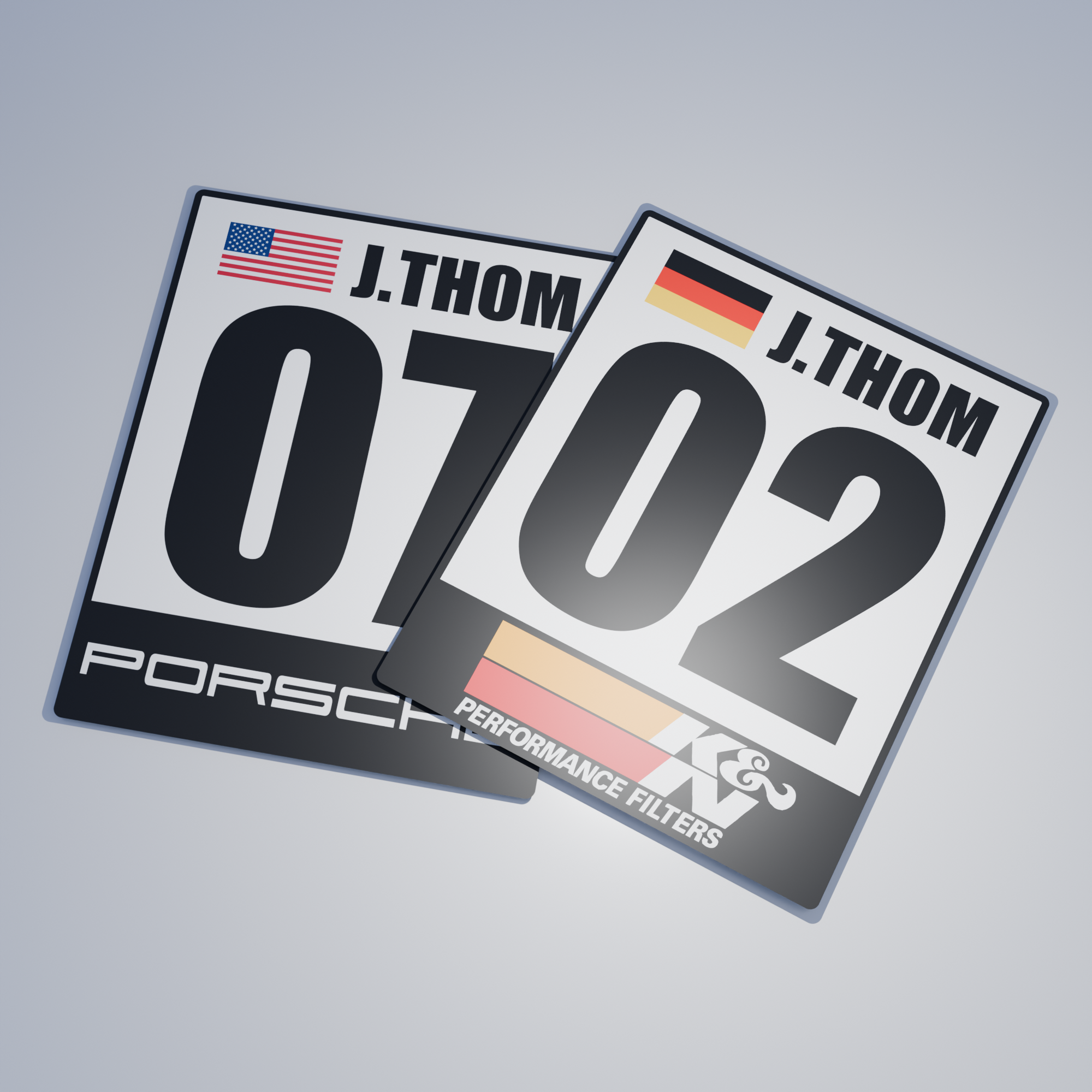 Custom Track Racing Number Set with Flag Name | Vinyl or Magnet