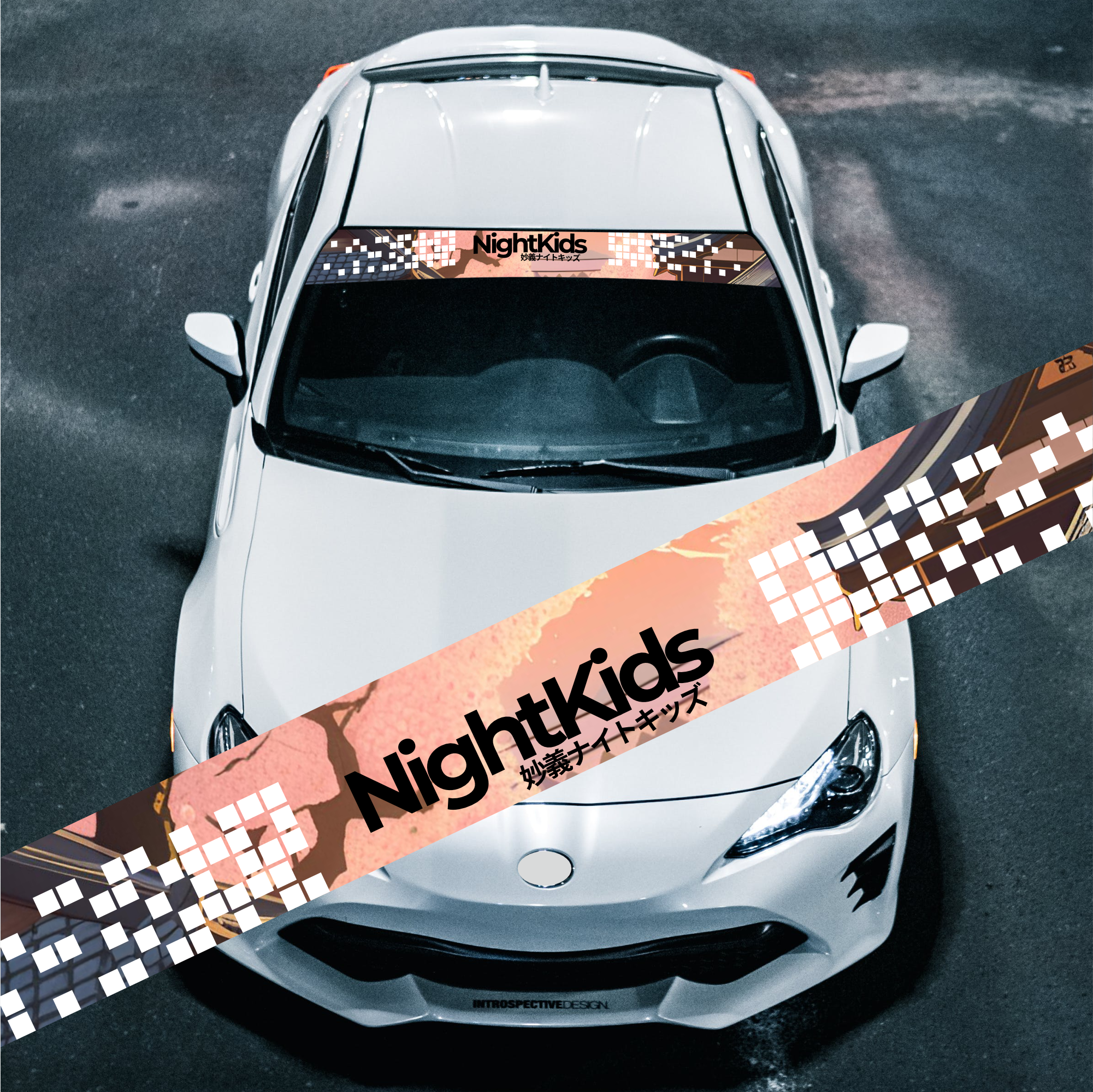 Initial D Anime NightKids High resolution and professional quality Windshield Banner