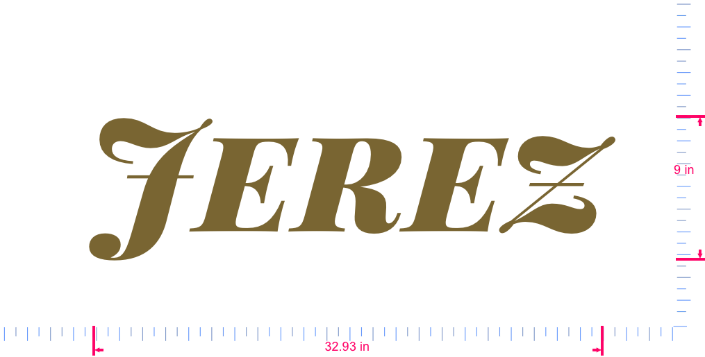Text Jerez Vinyl custom lettering decall/9 x 32.93 in/ Gold /