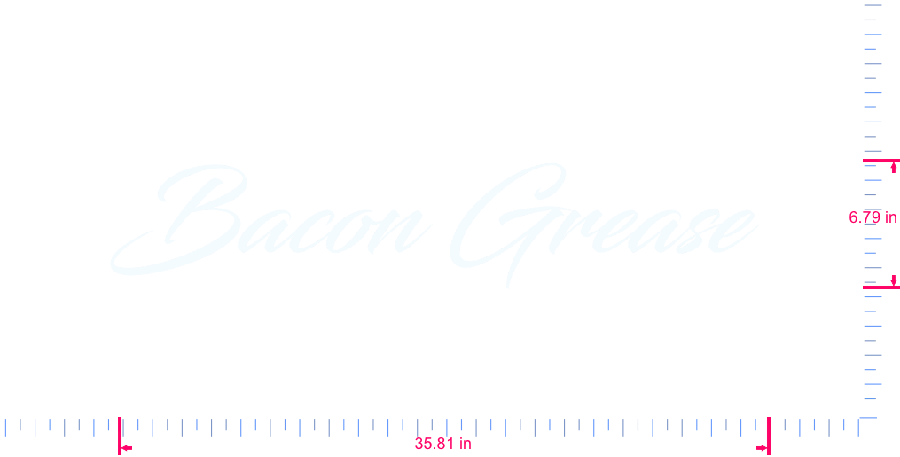 Text Bacon Grease  Vinyl custom lettering decall/6.79 x 35.81 in/ White /