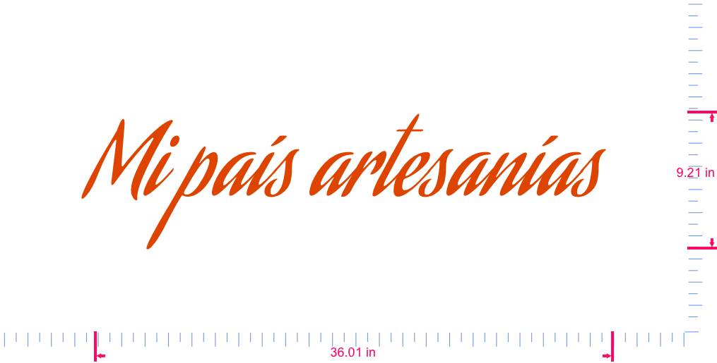 Text Mi país artesanías  Vinyl custom lettering decall/9.21 x 36.01 in/ Orange /