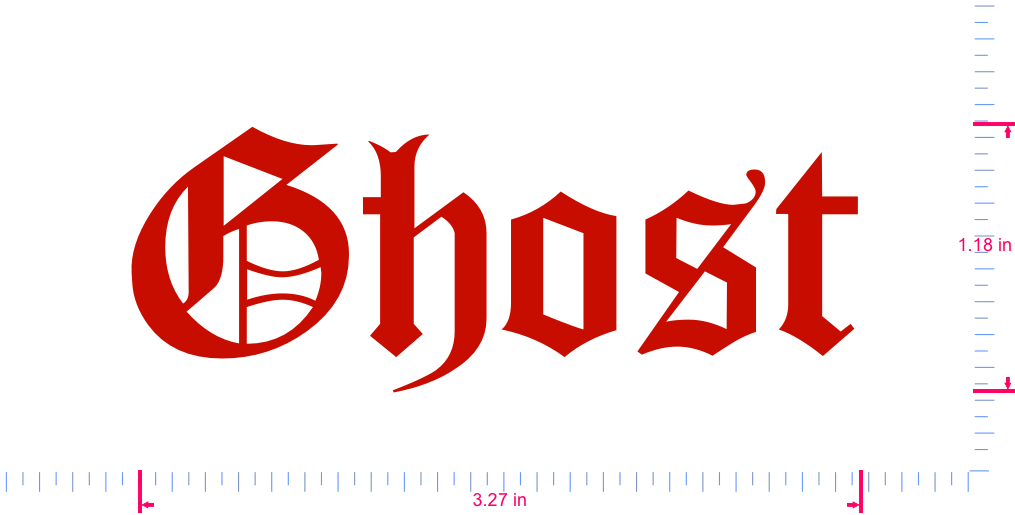Text Ghost Vinyl custom lettering decall/1.18 x 3.27 in/ Red /