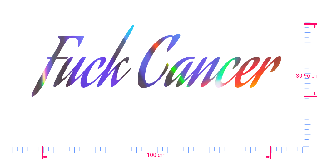 Text Fuck Cancer Vinyl individueller Schriftzug Aufkleber/30,96 x 100 cm/ OilSlick Chrome /