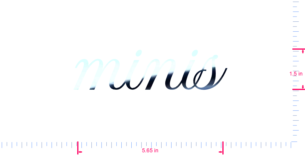 Text minis Vinyl custom lettering decall/1.5 x 5.65 in/ Mirror Chrome /