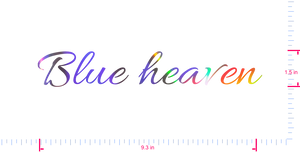 Text Blue heaven Vinyl custom lettering decall/1.5 x 9.3 in/ OilSlick Chrome /