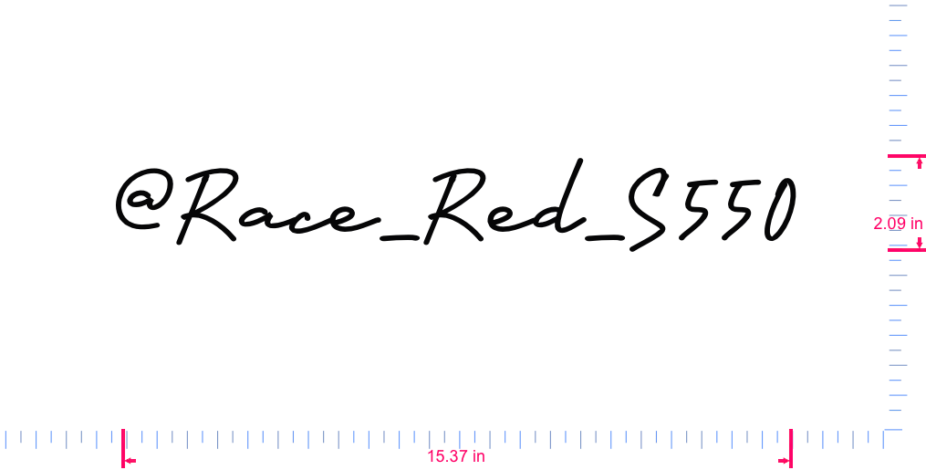 Text @Race_Red_S550 Vinyl custom lettering decall/2.09 x 15.37 in/ Black /
