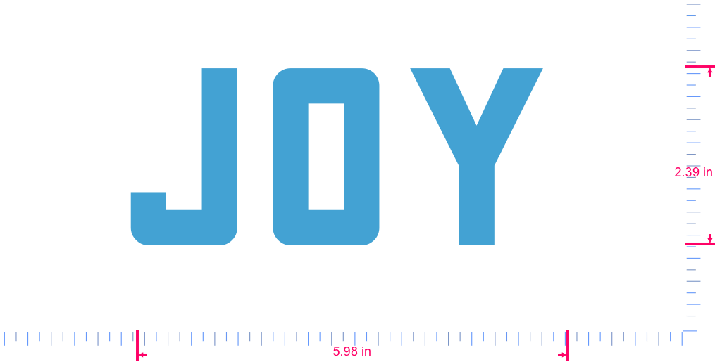 Text Joy Vinyl custom lettering decall/2.39 x 5.98 in/ Ice Blue /