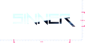 Text SINNER Vinyl custom lettering decall/1.96 x 8 in/ Mirror Chrome /