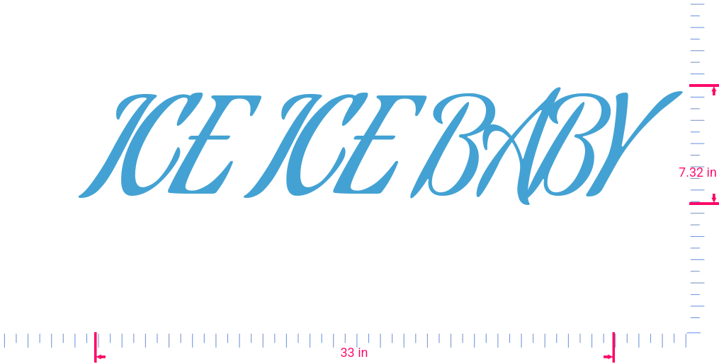 Text ICE ICE BABY Vinyl custom lettering decall/7.32 x 33 in/ Ice Blue /