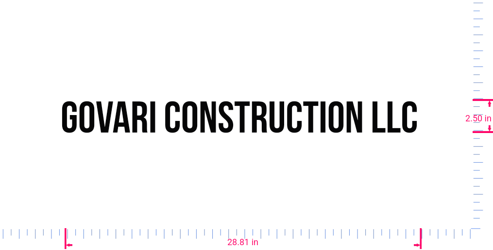 Text Govari Construction llc  Vinyl custom lettering decall/2.50 x 28.81 in/ Black /
