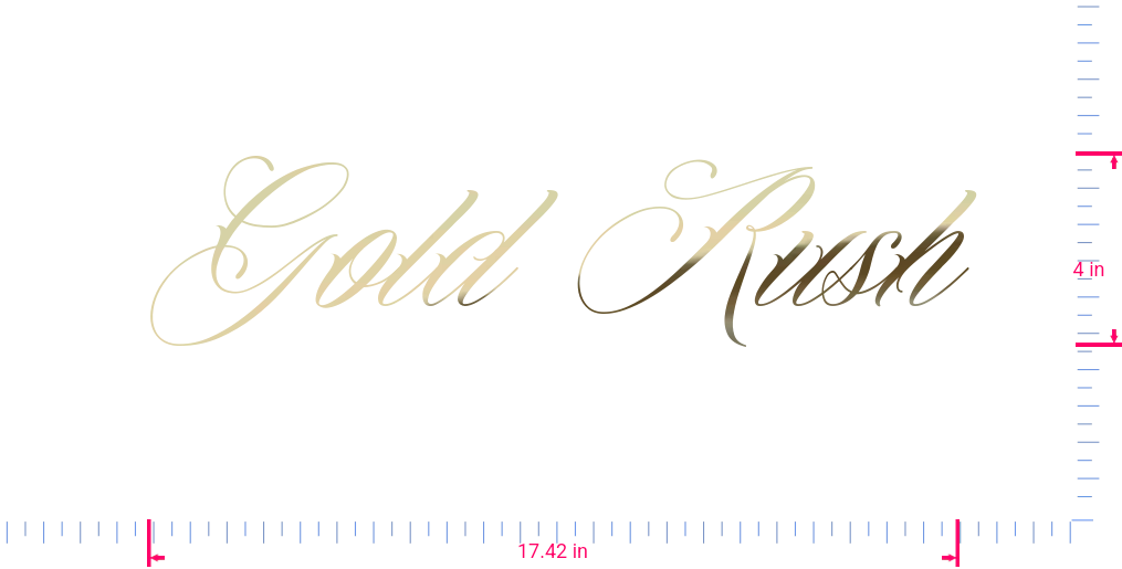 Text Gold Rush Vinyl custom lettering decall/4 x 17.42 in/ Gold Chrome /