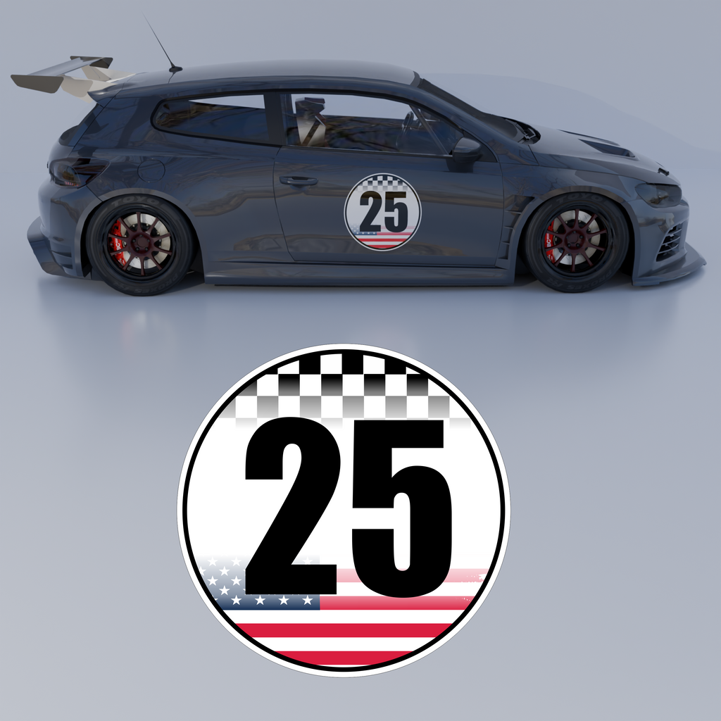 1x Racing Number America Flag (one)- customizable