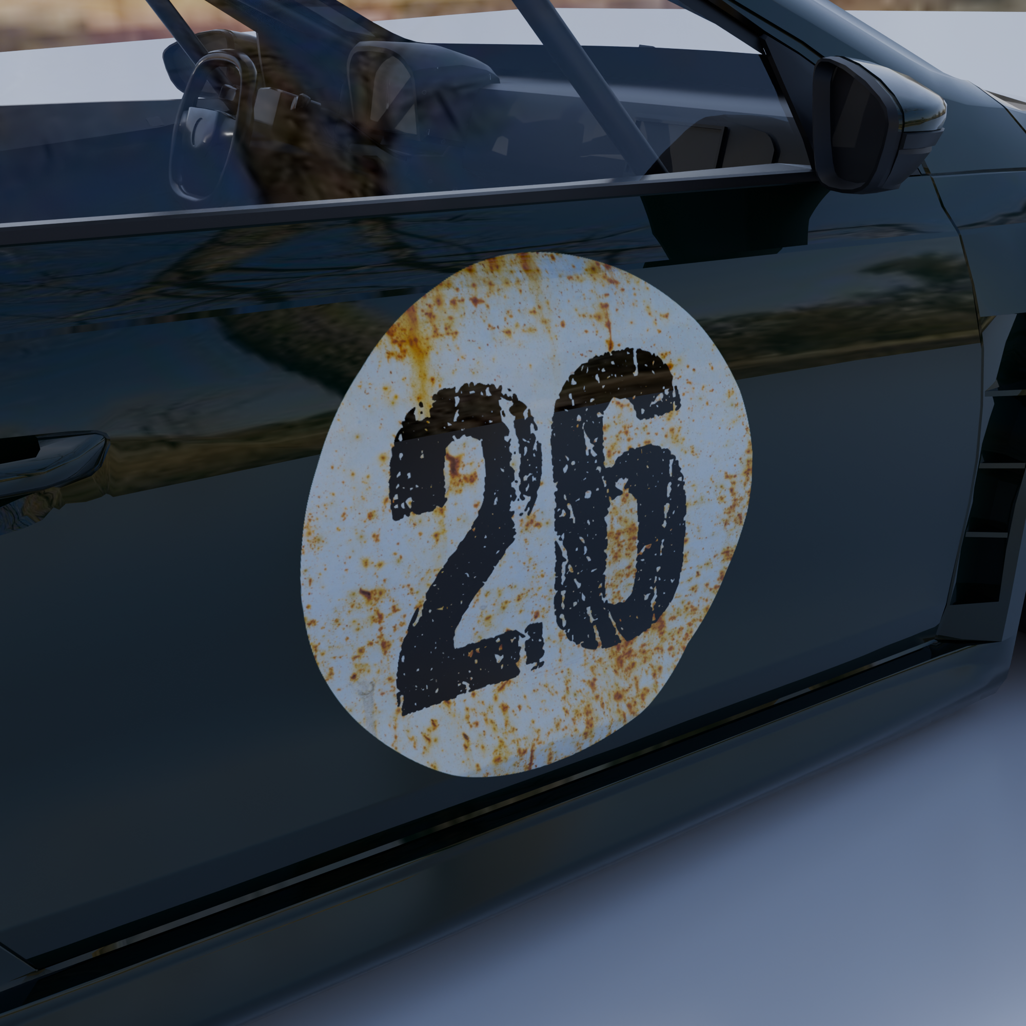 1x Racing Number in Rusty Style (one)- customizable