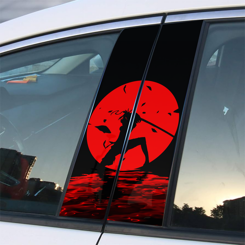 Samurai in red sun Car Door B-Pillar Sticker - Professional Print