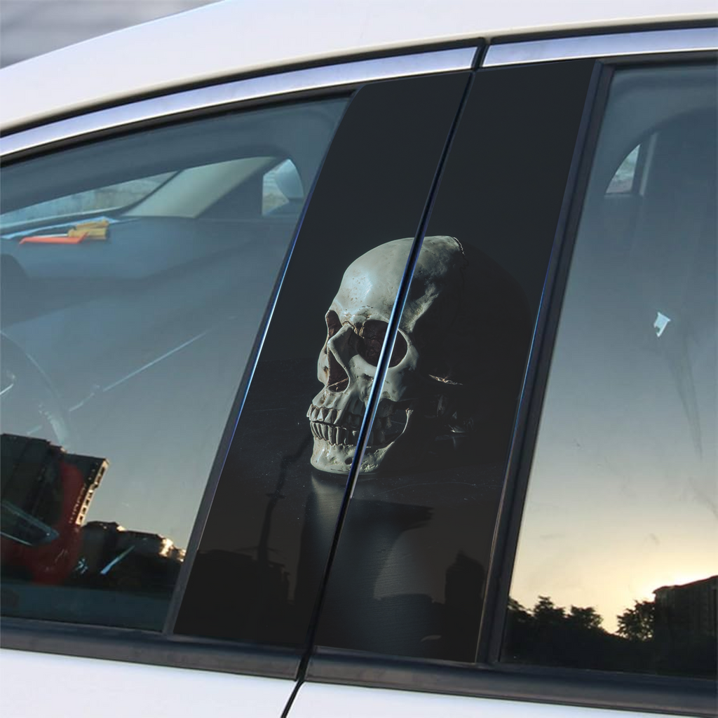 Skull in black Background Car Door B-Pillar Sticker - Professional Print