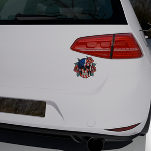 Skull USA flag hood sticker