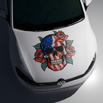 Skull USA flag hood sticker