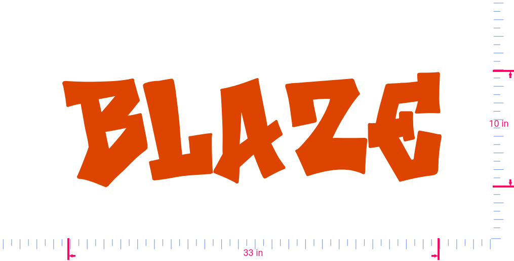 Text Blaze Vinyl custom lettering decall/10 x 33 in/ Orange /