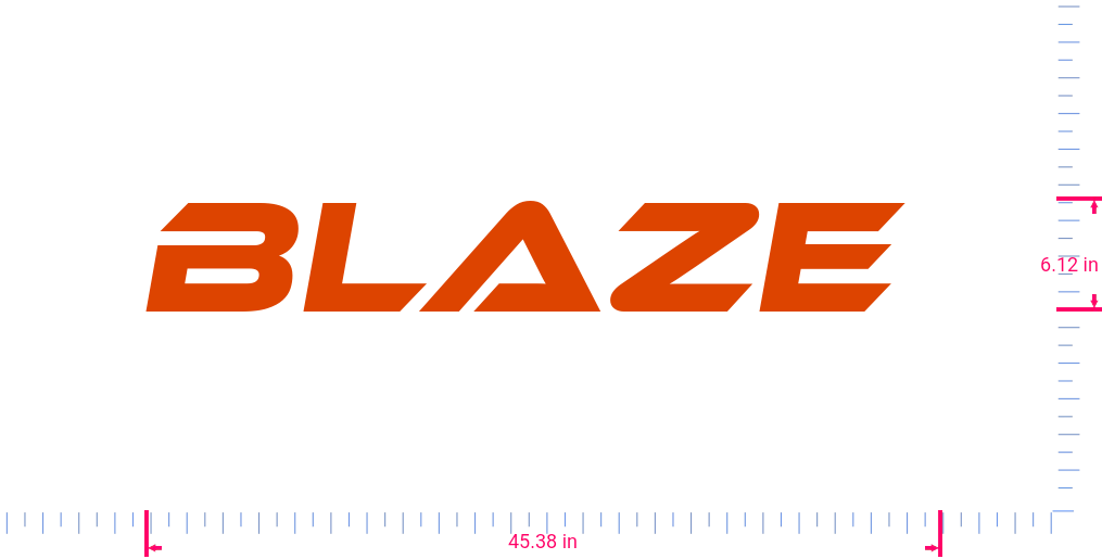 Text Blaze  Vinyl custom lettering decall/6.12 x 45.38 in/ Orange /