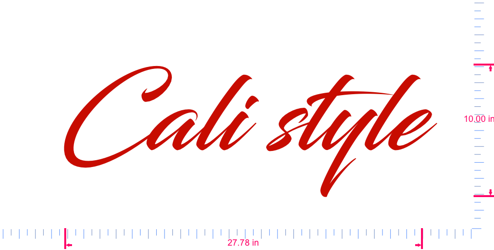 Text Cali style Vinyl custom lettering decall/10.00 x 27.78 in/ Red /
