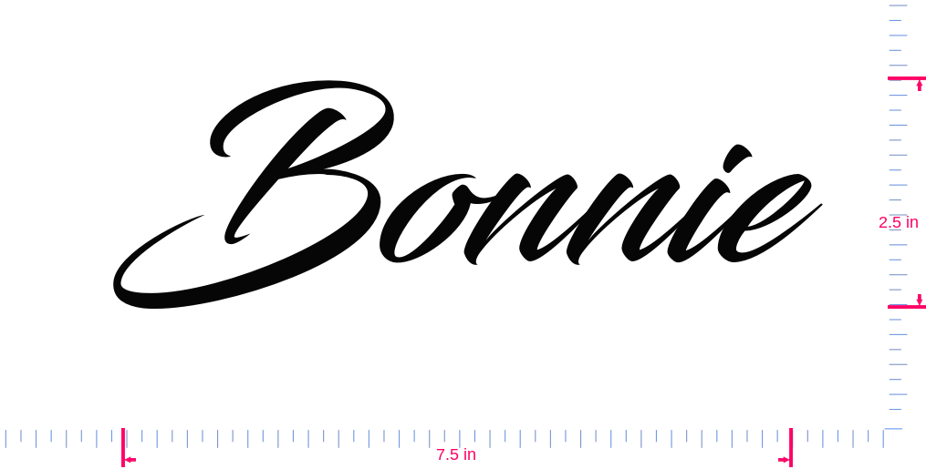 Text Bonnie Vinyl custom lettering decall/2.5 x 7.5 in/ Black /