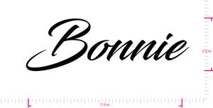 Text Bonnie Vinyl custom lettering decall/2.5 x 7.5 in/ Black /