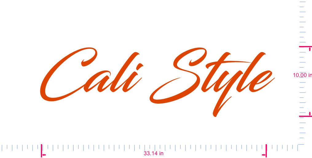 Text Cali Style Vinyl custom lettering decall/10.00 x 33.14 in/ Orange /