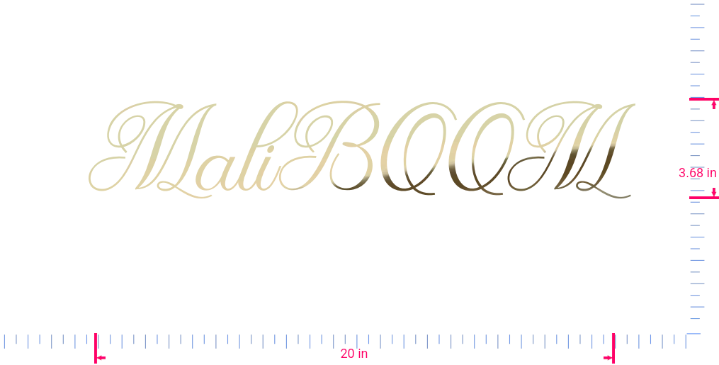 Text MaliBOOM Vinyl custom lettering decall/3.68 x 20 in/ Gold Chrome /