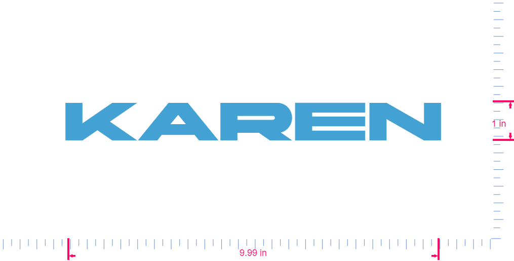 Text Karen Vinyl custom lettering decall/1 x 9.99 in/ Ice Blue /
