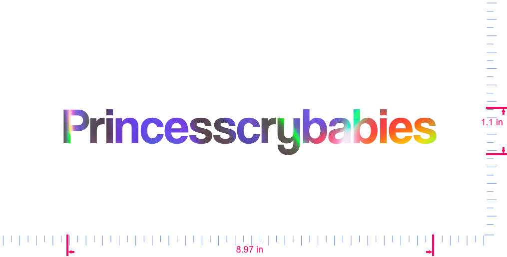 Text Princesscrybabies Vinyl custom lettering decall/1.1 x 8.97 in/ OilSlick Chrome /