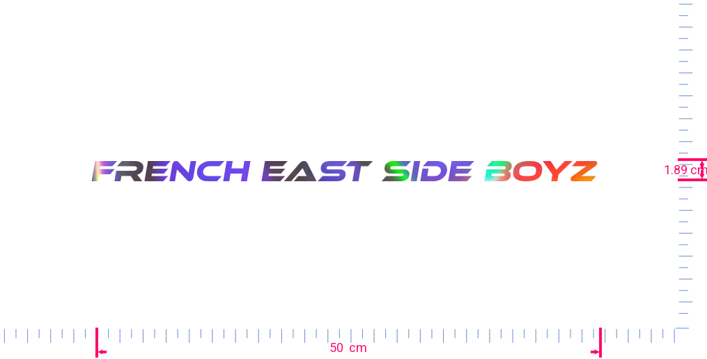 Text French East Side Boyz  Vinyl custom lettering decall/1.89 x 50  cm/ OilSlick Chrome /
